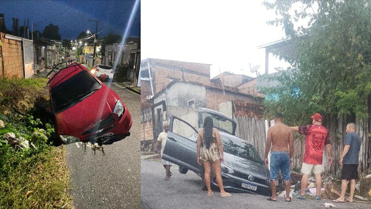 Buraco na rua Judith da Silveira causa acidentes e moradores cobram a Prefeitura de Manaus