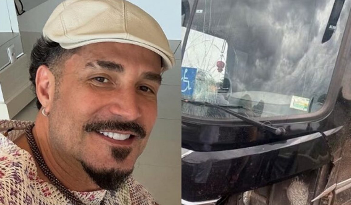 Ônibus de Latino sai da pista em rodovia paulista, e equipe escapa sem feridos graves